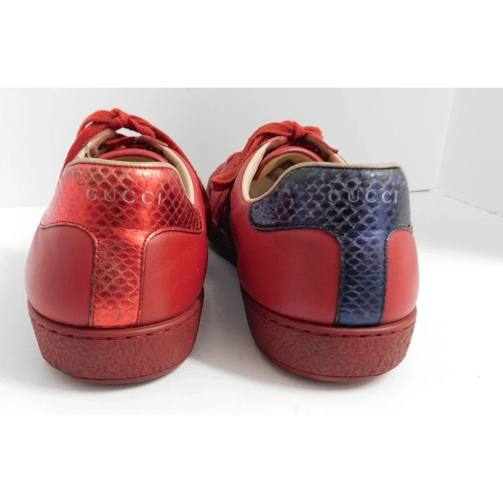 Gucci Ace Embroidered Red Bee Web‎ Mens Red Sneakers Size 10